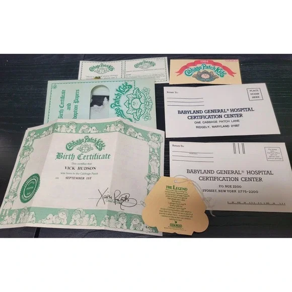 1985 Cabbage Patch Kids Boy Doll Vick Hudson Sept 1st Cert & Box READ 1 - Picture 4 of 16